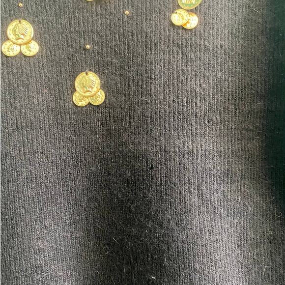 Marisa Christina Lambswool Angora Black Gold Medallion Sweater Size S-M - Picture 10 of 10